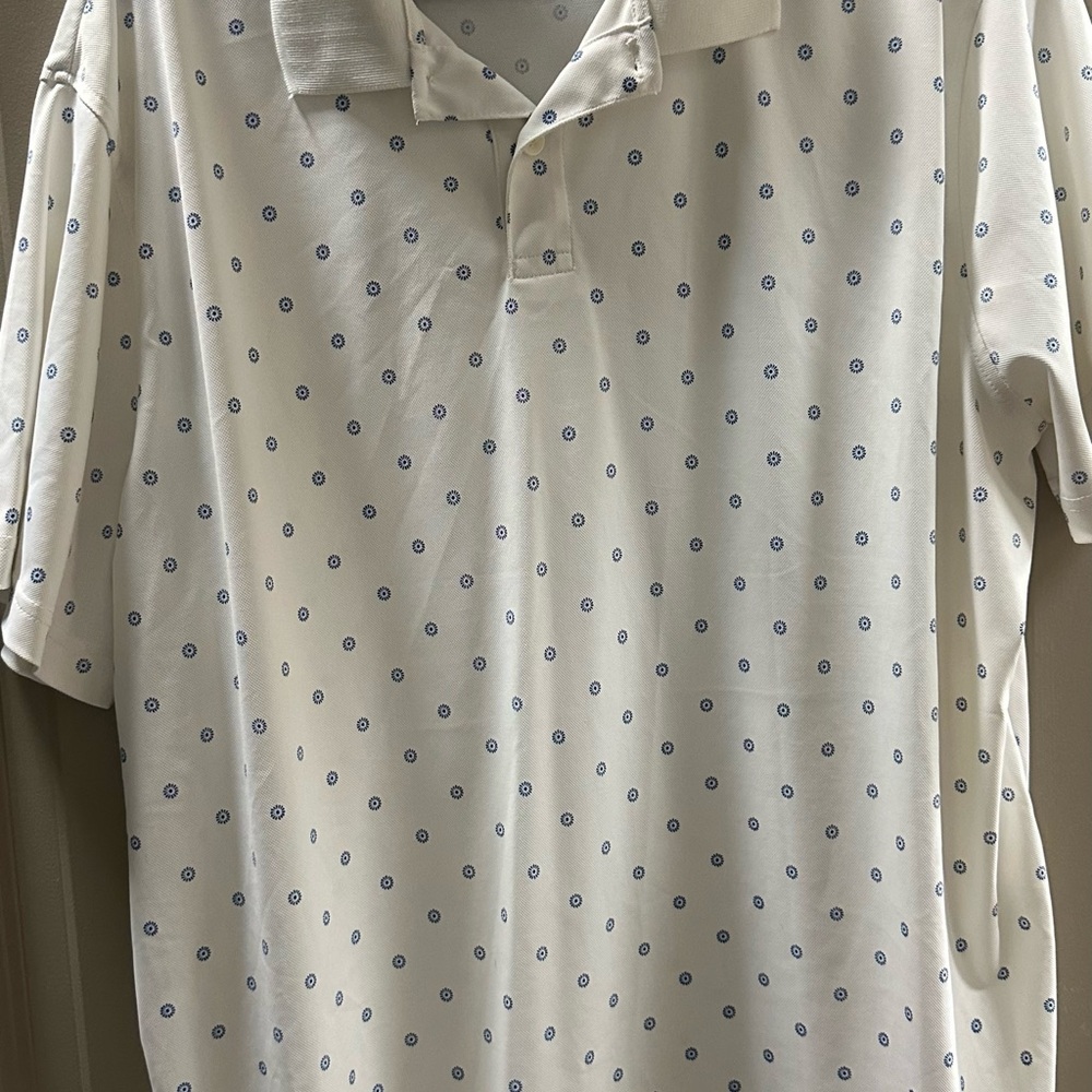 Goodfellow & Co White Polo with Blue Dots